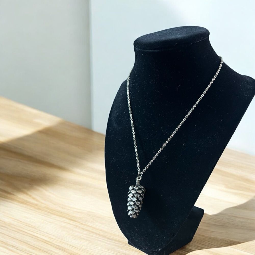 Pine Cone Necklace 18” Chain